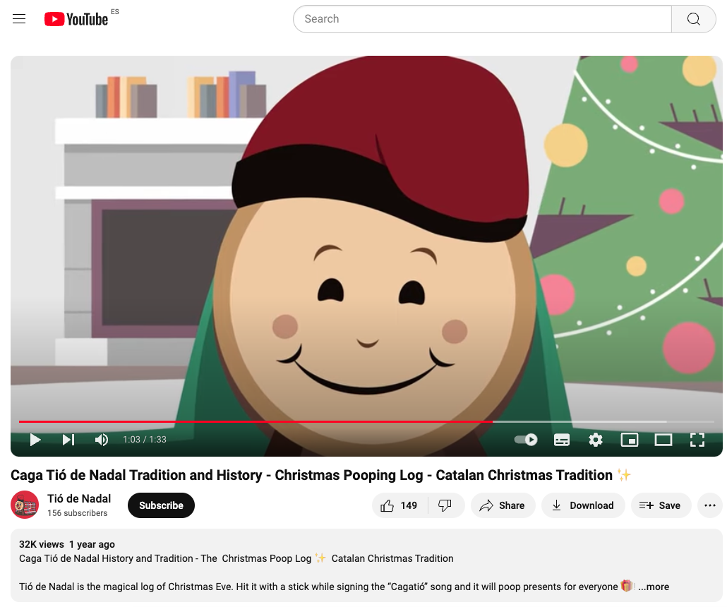 Vidéo YouTube de Caga Tio