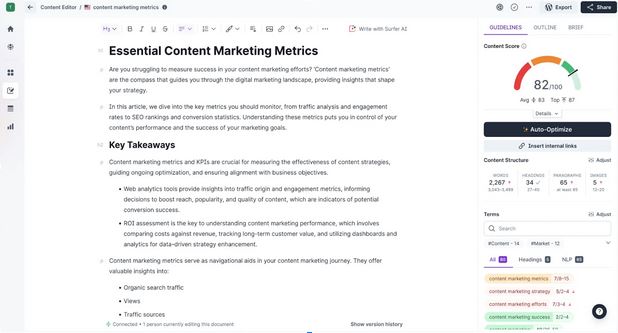 Tool de contenu de contenu surferseo pour optimiser les articles
